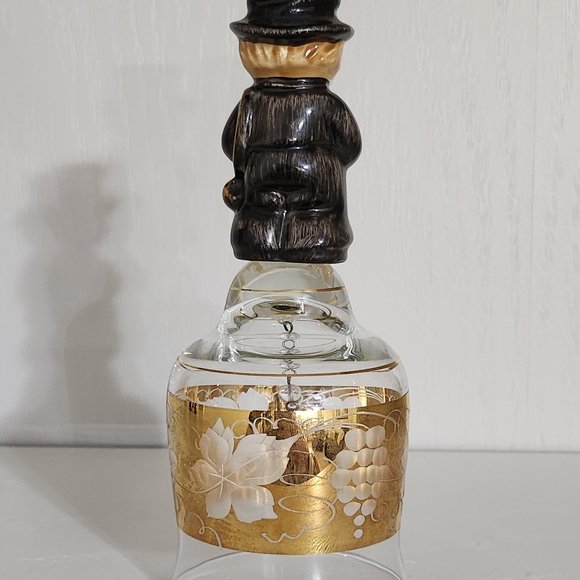 Porcelain Chimney Sweep Boy on Clear/Gold Glass Bell by Goebel Germany - Picture 2 of 10